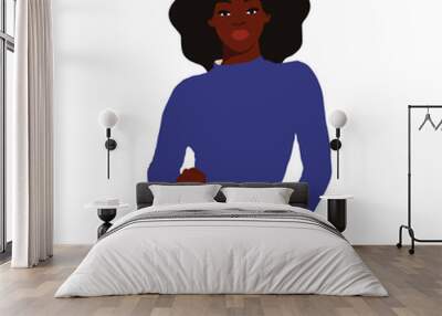 Stylish afro black woman in elegant art style vector Wall mural