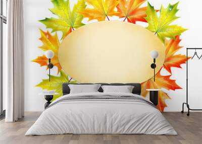 blank sheet of paper decorated with autumn maple leaves.autumn b Wall mural