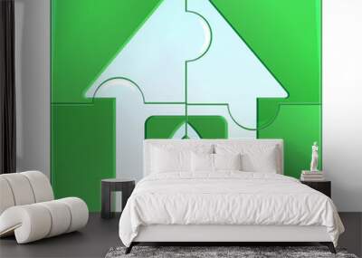 green puzzle with the image of the house.eco icon isolated on a Wall mural