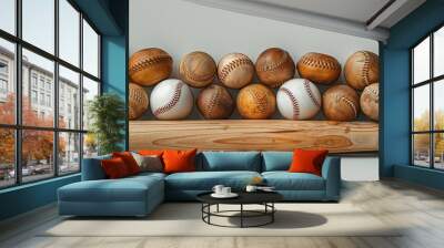 3d rendering of a basketball, baseball, and soccer balls Wall mural