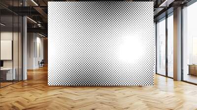 Abstract gradient halftone wave dotted textured pattern. Black grunge speckle on white background overlay. Retro comic pop art backdrop with halftone dots design Wall mural