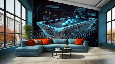 abstract lines and dots pool table illustration. Generative AI Wall mural