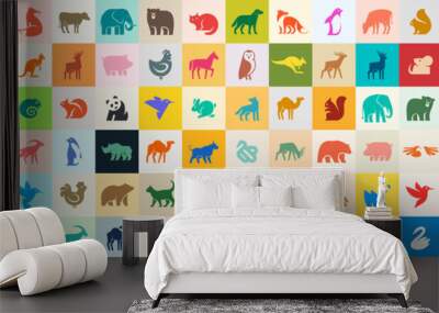 Animals logos collection. Animal logo set Wall mural