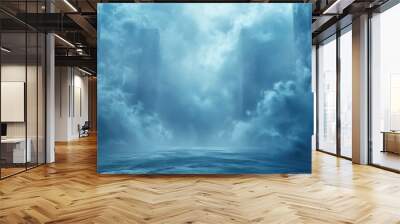 Epic sea background, storm in the sea. Digital illustration, digital painting. Wall mural