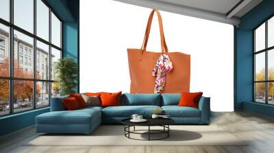 Large brown handbag isolated on white background Wall mural