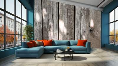 gray wooden boards sunspots fence background Wall mural