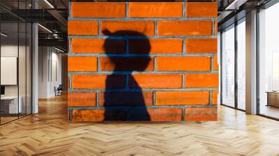 shadow of a little girl on a brick wall Wall mural