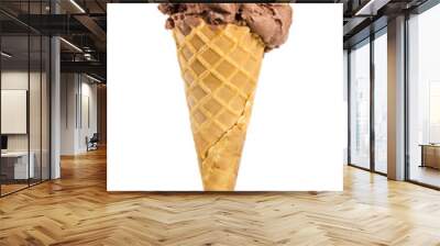 Chocolate ice cream with nuts in waffle cone Wall mural