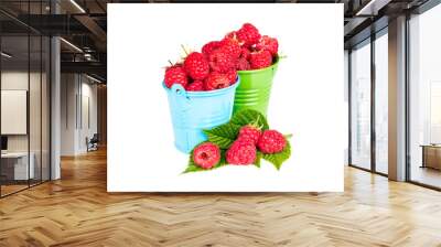 Two buckets of raspberries Wall mural