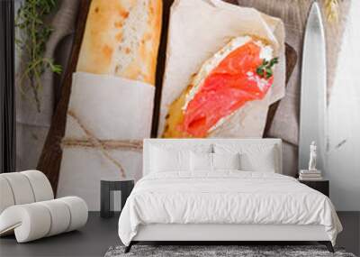 Two sandwiches with salmon Wall mural