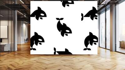 Seamless pattern with Orca. isolated on white background Wall mural