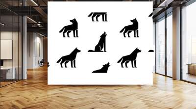 Seamless pattern with Wolf logo. isolated on white background Wall mural