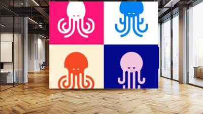 Set of Octopus logo. Icon design. Template elements Wall mural