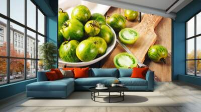 Ripe green tomatoes. Wall mural