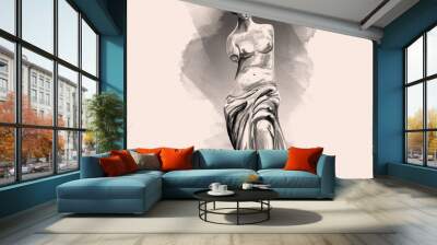 Aphrodite Cyprus statue watercolor illustration Wall mural