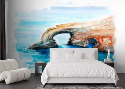 Aquarelle painting  art of Love bridge, Ayia Napa, Cyprus Wall mural