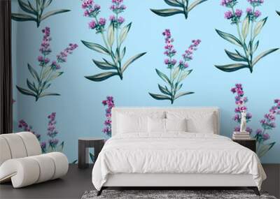 Lavender flower water color art illustration  Wall mural