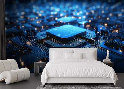 View of a Server abstract background illustration - 3d rendering Wall mural