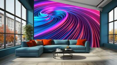 A colorful spiral with blue, red, and purple colors. The spiral is made up of many lines and curves, creating a sense of movement and energy Wall mural