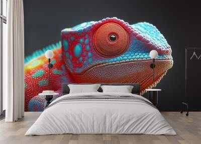 Colorful lizard with a blue and red face Wall mural