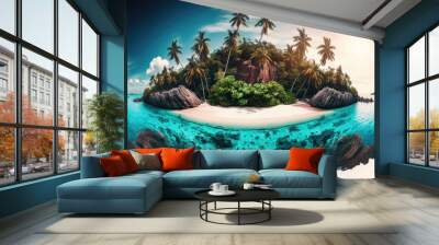 beautiful tropic island with palm trees Wall mural