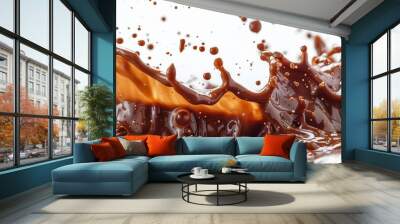 Brown cream coffee liquid swirl splash Wall mural