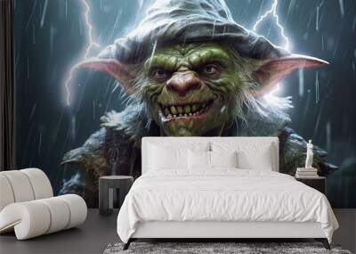 cute goblin with green skin Wall mural