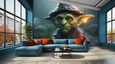 cute goblin with green skin Wall mural