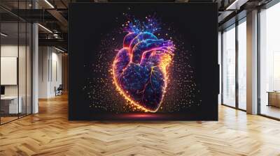 illustration of the neon heart Wall mural