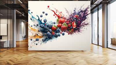 juice splash with colorful berries Wall mural