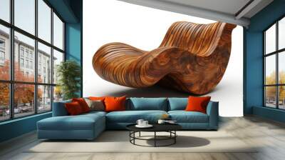 modern stylish wooden chair on a white background Wall mural