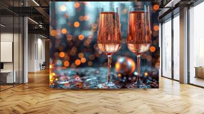 two glasses of champagne Wall mural