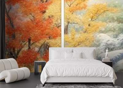 two season tree Wall mural