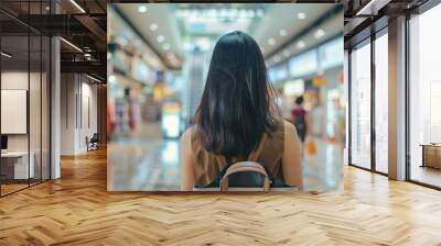 A woman in shoping center shoot from the back Wall mural