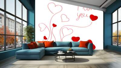 Heart from paper ,Valentines Day greeting card Wall mural