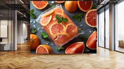 Orange juice, freshly squeezed. Natural juice, healthy source of vitamin C. Wall mural