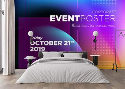 Abstract Vector Dynamic Background. Futuristic Poster for Corporate Meeting, Online Courses, Master Class, Webinar, Business Event Announcement, Seminar, Presentation, Lecture, Business Convention. Wall mural