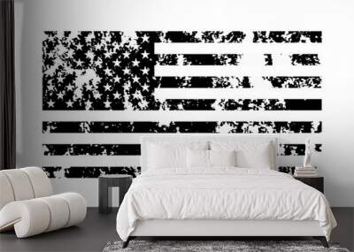 Black and white American flag. Grunge USA flag. Vector illustration. Wall mural