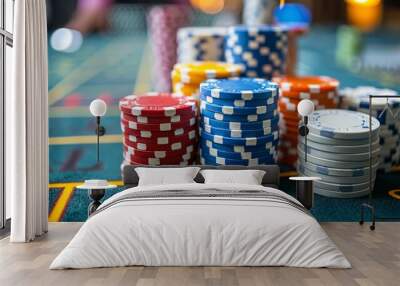 color Betting Chips on Craps Table Wall mural