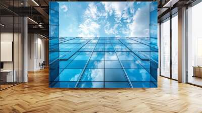 glass buildings with cloudy blue sky background Wall mural