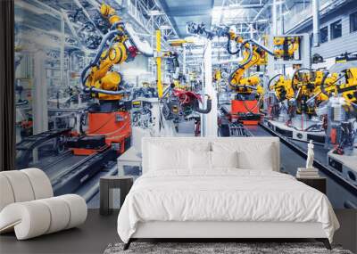 robotic arms in a car plant Wall mural