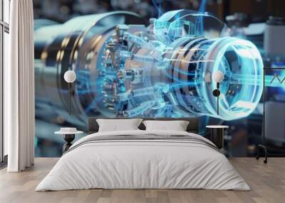 Hybrid transmission in section - futuristic vehicle propulsion system for electric buses, trucks or aircraft. Wall mural