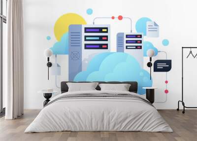 Computer system using for cloud servers with sun. Wall mural