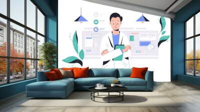 Scientist man working in laboratory Wall mural