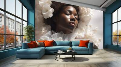 Portrait of a beautiful african american woman inspired by fashion photography Wall mural