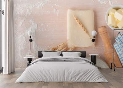 Puff pastry dough. Wall mural