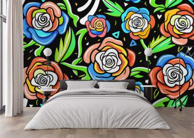 seamless pattern with flowers Wall mural