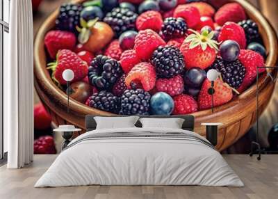 assortment of berries in a beautiful bowl Wall mural