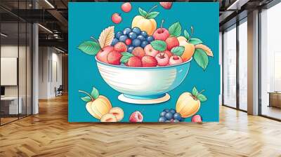 assortment of berries in a beautiful bowl Wall mural