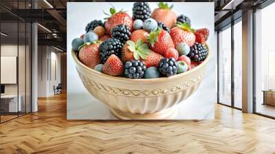 assortment of berries in a beautiful bowl Wall mural